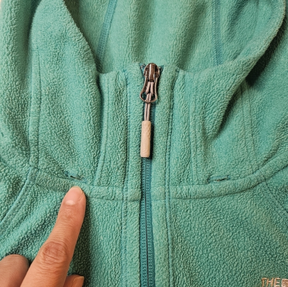 North Face Womens Zip Up Hoodie Fleece Teal/Aqua Small - Picture 5 of 8